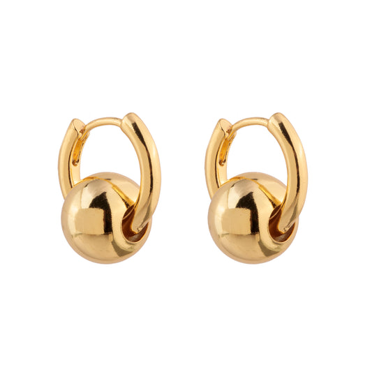 Brinco Argola Click com Esfera P Dourado/Prateado