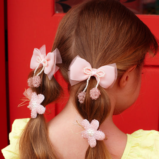 Amarrador de Cabelo Laço Organza com Cristais e Pérolas