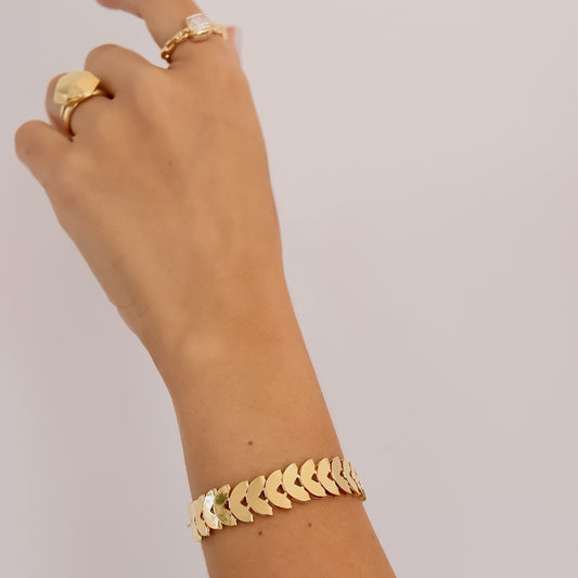 Pulseira Estilo Folhas Lisas Dourado