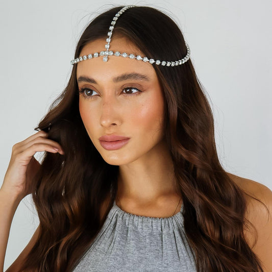 HeadPiece Cravejado Maior Prateado